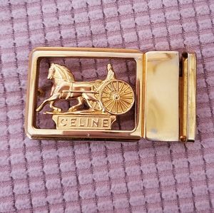 Vintage Celine gold horse carriage belt buckle